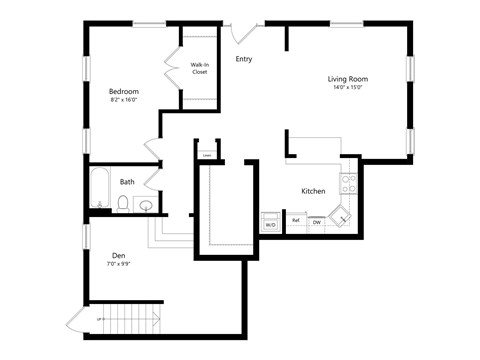 Floor plan for 2 beds, 2 baths, 1140 sqft